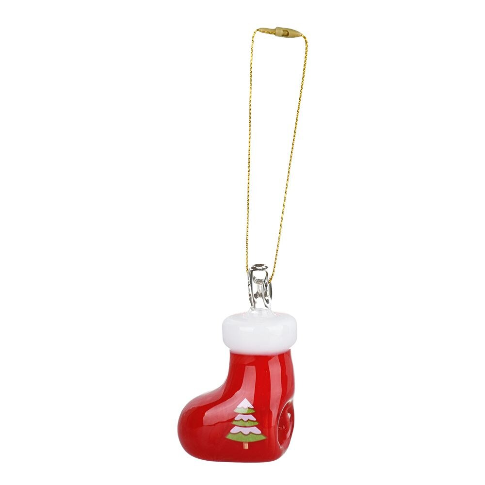 Santa's Secret Hangable Glass Christmas Ornament Hand Pipe | Stocking | 2.5"