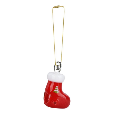 Santa's Secret Hangable Glass Christmas Ornament Hand Pipe | Stocking | 2.5"