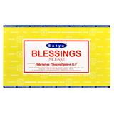 Satya Blessings Incense Sticks 12pk, vibrant yellow packaging with red and white label