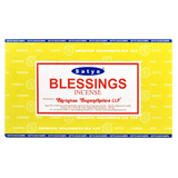 Satya Blessings Incense Sticks 12-pack front view on vibrant yellow background