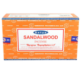 Satya Sandalwood Incense Sticks 12-pack front view on seamless white background