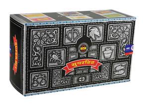 Satya Super Hit 15g Incense Sticks 12pk, vibrant packaging, angled front view