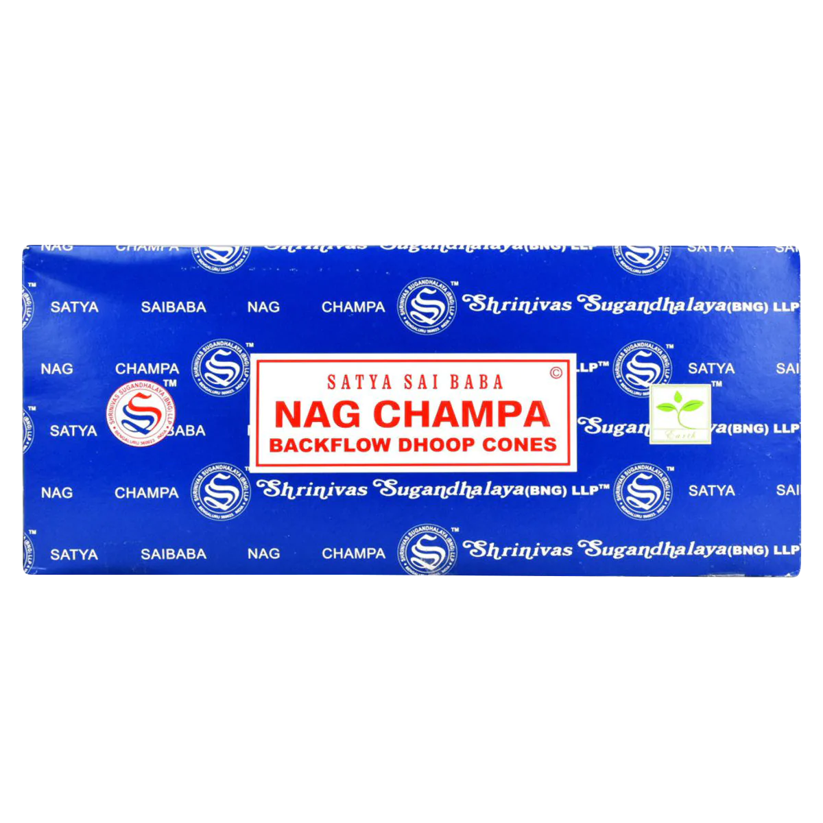 Satya Nag Champa Backflow Incense Cones 144 Bulk Pack, front view on white background