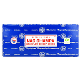 Satya Nag Champa Backflow Incense Cones 144 Bulk Pack, front view on white background
