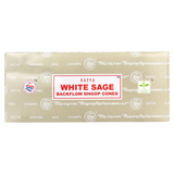 Satya White Sage Backflow Incense Cones 144 Pack front view on seamless white background