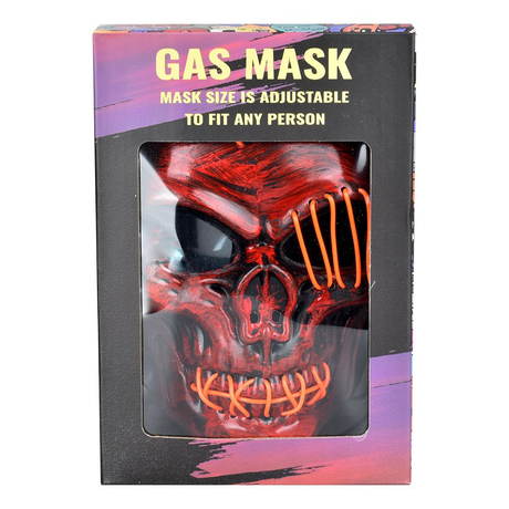 Scary Skull Light Up Gas Mask & Acrylic Water Pipe Set | 8"