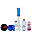 MAV Glass Scientific Bundle with Blue Glass Bong, Grinder, and Cleaning Solutions