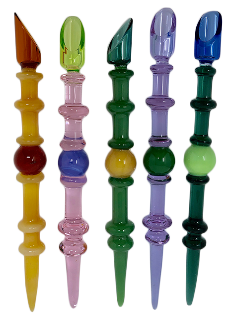 AFM Wizard Staff Glass Dabber Tools in various colors displayed side by side