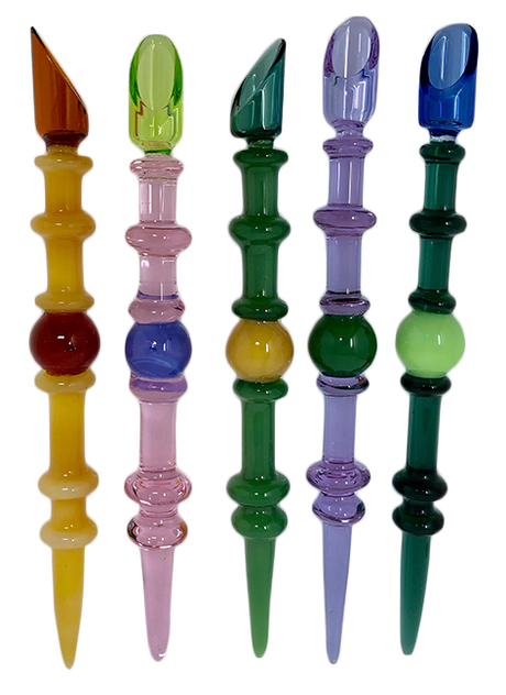 AFM Wizard Staff Glass Dabber Tools in various colors displayed side by side