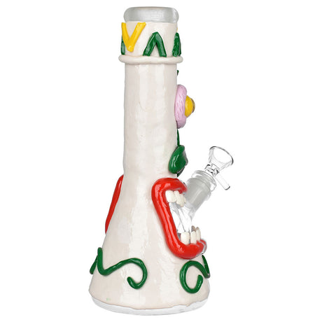 Screamin' Tiki 3D Painted Beaker Water Pipe - Clear Borosilicate Glass - Front View