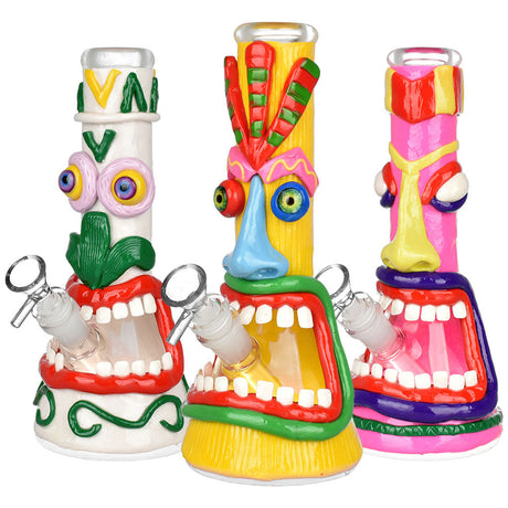 Screamin' Tiki 3D Painted Beaker Water Pipes - UV Reactive - Front View