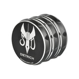 Sean Dietrich Brackish Grinder, 4pc, compact metal design, 2.25" with artistic logo, front view