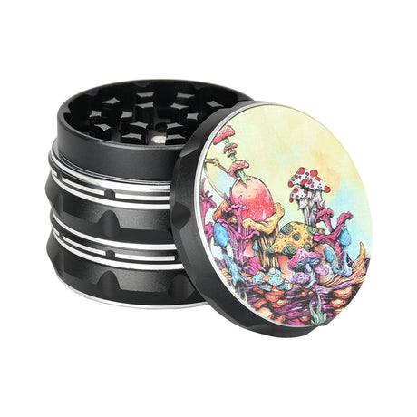Sean Dietrich Shrooms 4pc Grinder with colorful mushroom design, compact and portable