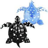 Eyce Serene Sea Turtle Glass Hand Pipes in Black and Blue, 4 inch, Front View