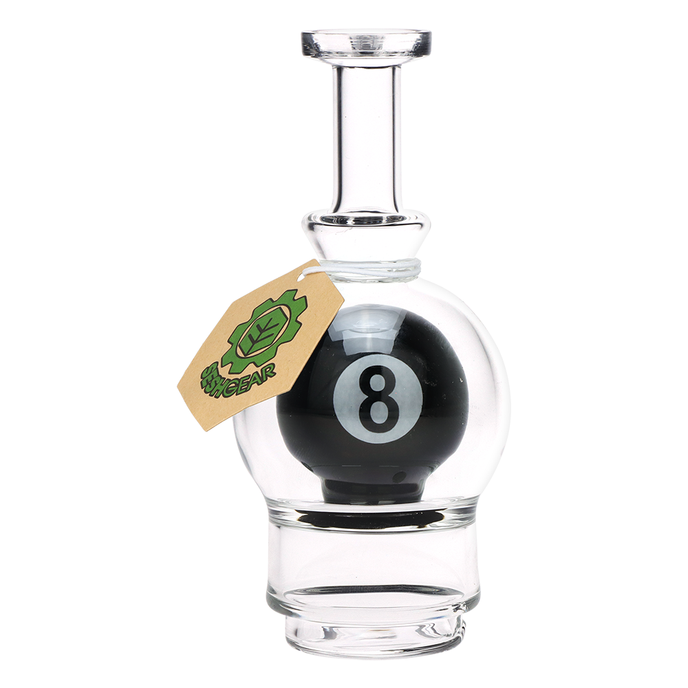 Black 8-ball glass attachment from SeshGear, a replacement for the Puffco Peak Pro, 5.75 inches tall