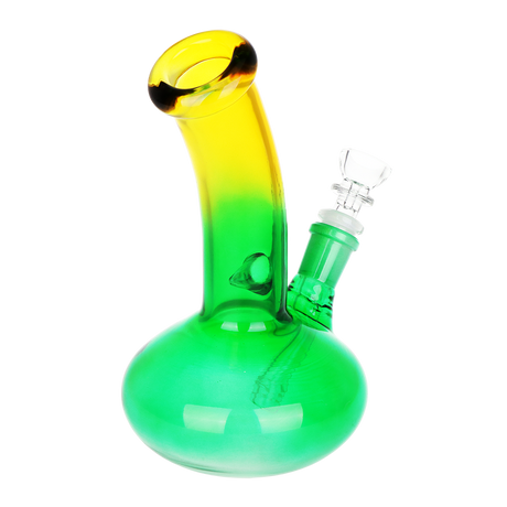 SeshGear Bent Neck Ombre glass bong in green yellow ombre, one of three bongs in the 3-count bundle