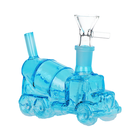 Cement truck glass bong from SeshGear that includes a frosted 14mm male herb slide for dry herb