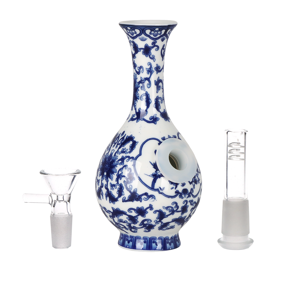SeshGear Chinese Vase Ceramic Water Pipe | Bubble Base | 5.75" | 14mm F