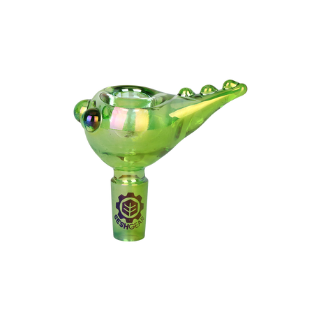 Borosilicate glass bong slide pack with a bubble bowl, iridescent exterior, and a pulled handle for grip