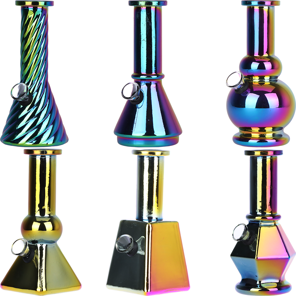 SeshGear Glass Mini Water Pipe | 6" | Grommet | Assorted Styles | 6ct Display