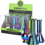 SeshGear Glass Mini Water Pipe | 6" | Grommet | Assorted Styles | 6ct Display