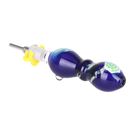 SeshGear glass dab straw bundle of three, each 4.25 inches long for concentrates, in blue and white