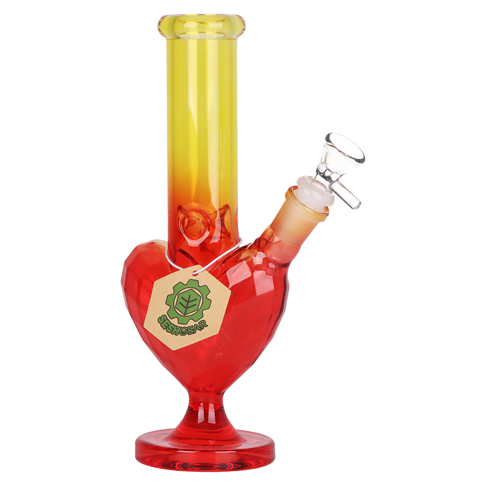 SeshGear heart bong bundle with a removable diffuser downstem and a 14mm male herb slide with handle