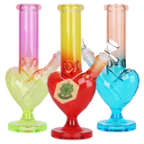 SeshGear Heart Electroplated 9.5 inch glass bong 3 pack with ombre color finishes and heart-shaped bases