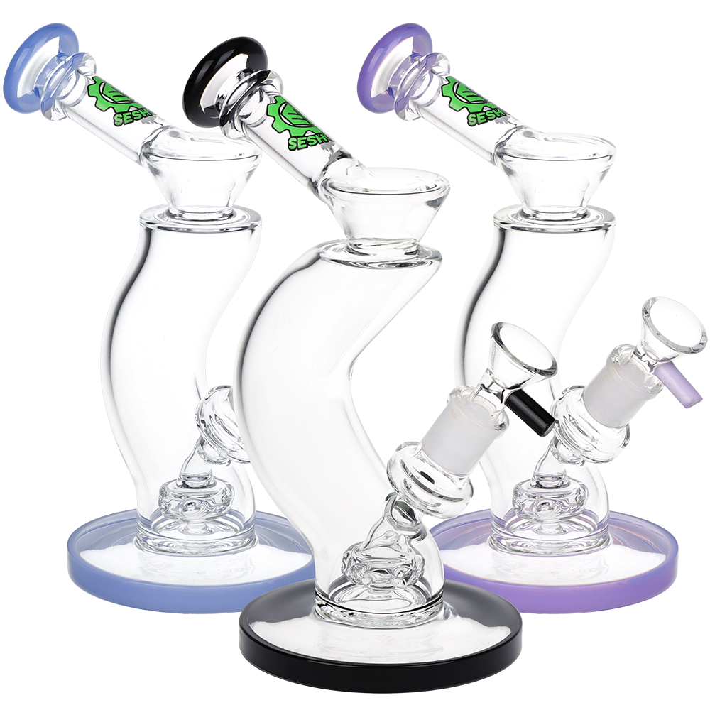 SeshGear Hip Check Curved Glass Water Pipe | 7.75" | 14mm F