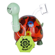 SeshGear Hippy Turtle 5 inch glass dab rig in amber borosilicate glass with flower decals on the shell