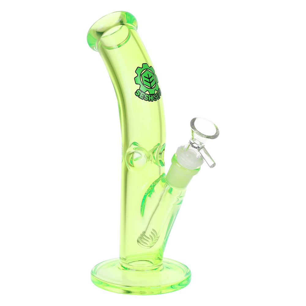 SeshGear Lean Back Bent Tube Colored Glass Water Pipe | 9" | 14mm F