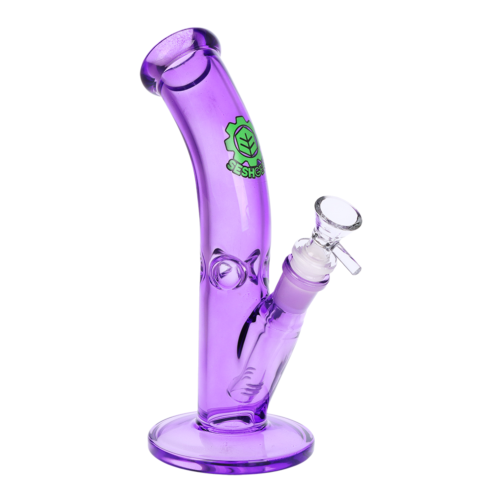 SeshGear Lean Back Bent Tube Colored Glass Water Pipe | 9" | 14mm F
