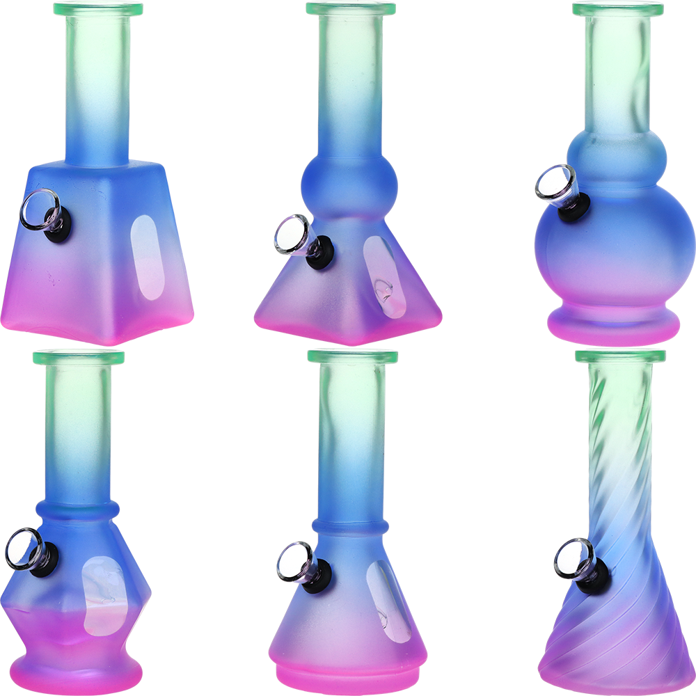 SeshGear Glass Mini Water Pipe | 6" | Grommet | Assorted Styles | 6ct Display