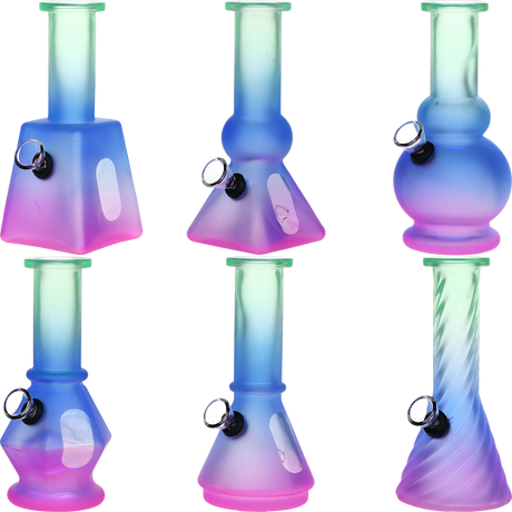 SeshGear Glass Mini Water Pipe | 6" | Grommet | Assorted Styles | 6ct Display
