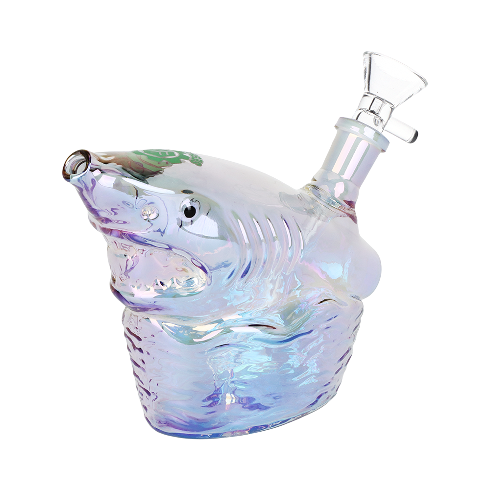 SeshGear Shark Attack Electroplated Glass Water Pipe | 5.5" | 14mm F | Colors Vary