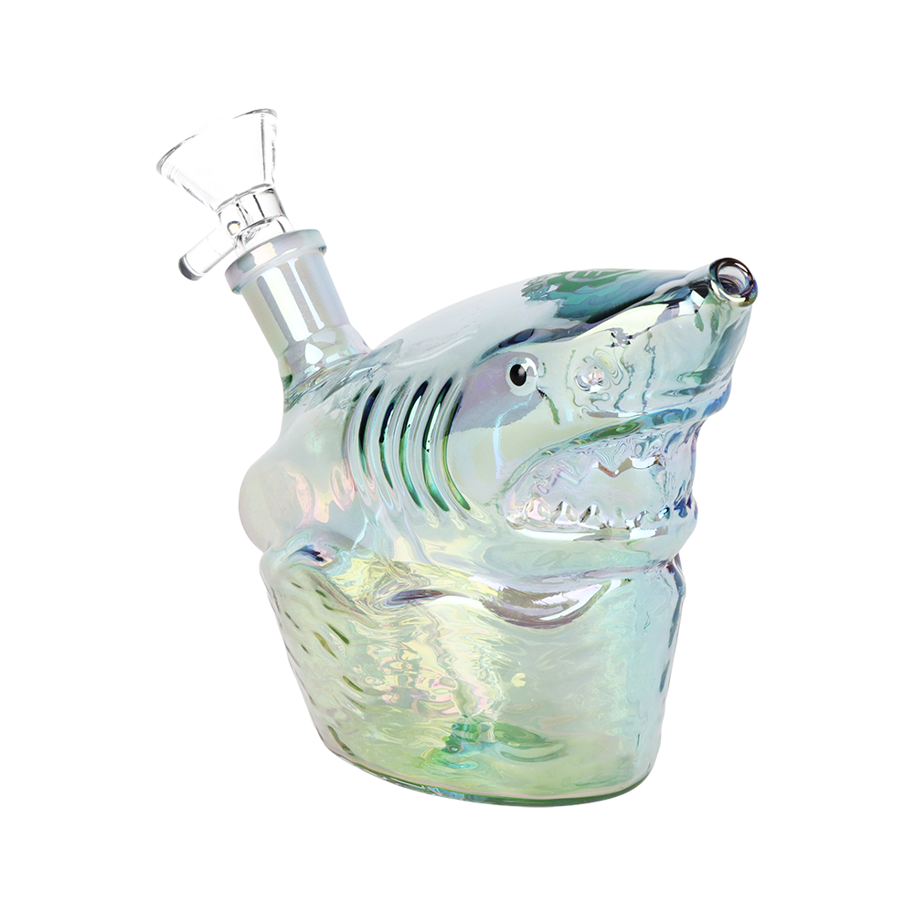 SeshGear Shark Attack Electroplated Glass Water Pipe | 5.5" | 14mm F | Colors Vary