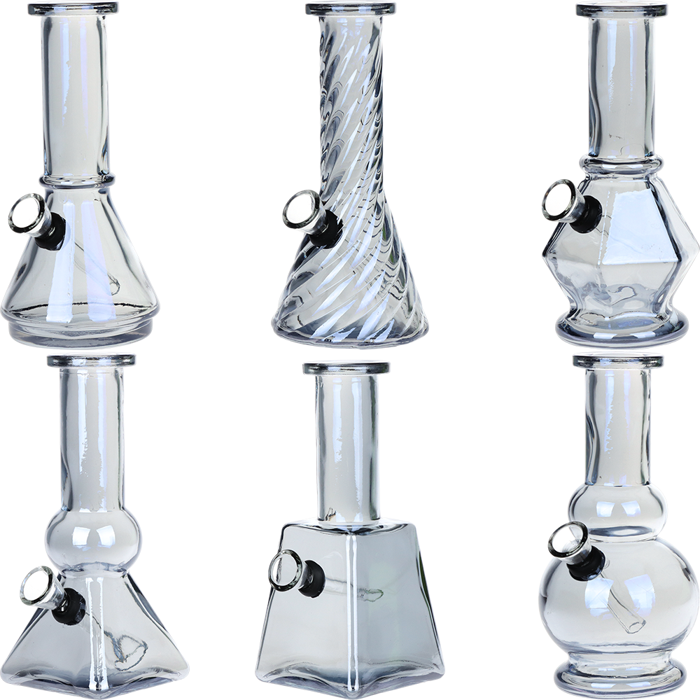 SeshGear Glass Mini Water Pipe | 6" | Grommet | Assorted Styles | 6ct Display