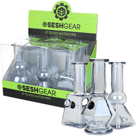 SeshGear Glass Mini Water Pipe | 6" | Grommet | Assorted Styles | 6ct Display