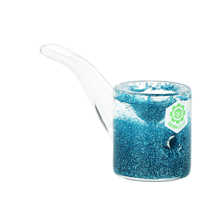Freezable glycerin glass hand pipe with glitter fill, 5 inches long, from SeshGear for dry herb