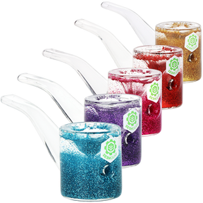 SeshGear So Camp Glitter Glycerin 5 inch sherlock hand pipe in borosilicate glass, 5 pack bundle