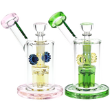 SeshGear Steampunk Gears Fumed Perc Glass Water Pipe | 6.5" | 14mm F
