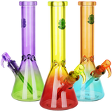 Seshgear Straight Up Beaker Glass Water Pipe | 13.75" | 14mm F | Assorted Colors | 3ct Bundle