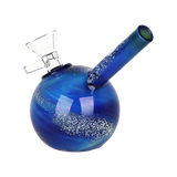 Blue galaxy swirl SeshGear bubbler hand pipe with a fixed diffuser downstem and 14mm female joint