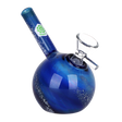 SeshGear Swirled Galaxy 5 inch glass bubbler in blue borosilicate glass with a bubble-style base