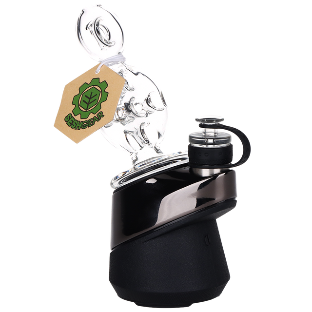 SeshGear Swiss Donut Puffco Peak attachment 4.5 inch, a clear borosilicate glass vaporizer attachment