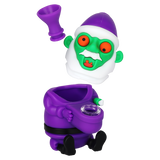 SeshGear Trippy Santa silicone water pipe in purple, a novelty zombie Santa design with red eyes