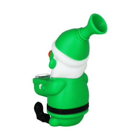 SeshGear Trippy Santa silicone water pipe in red, 5.75 inches tall with a glass bowl insert