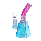 Three SeshGear Twisted Up bongs in blue purple, purple blue and light green dark green ombre