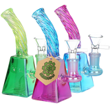 SeshGear Twisted Up Electroplated 5.75 inch glass bong 3 pack with glossy ombre color finishes on each