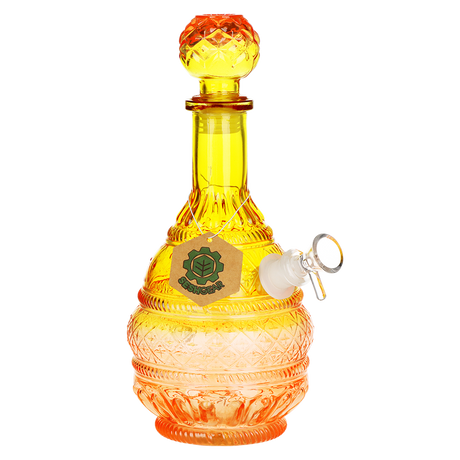 SeshGear Vintage Decanter Style Ombre Glass Water Pipe | Round Lotus | 10.5" | 14mm F | Colors Vary